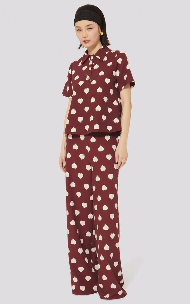 La Canadienne Top Imprimé Coeur Bordeaux