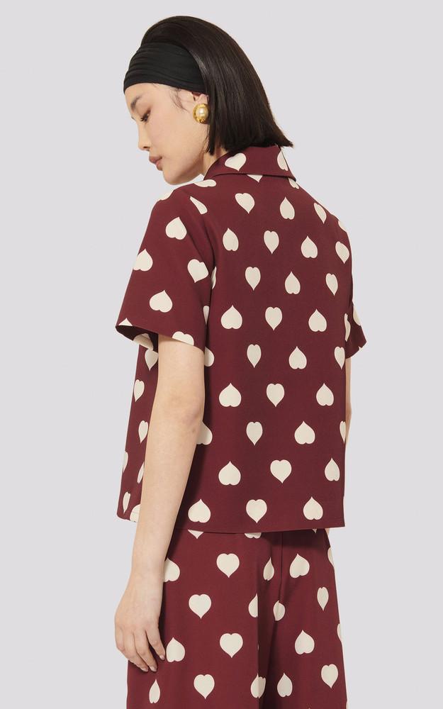 La Canadienne Top Imprimé Coeur Bordeaux