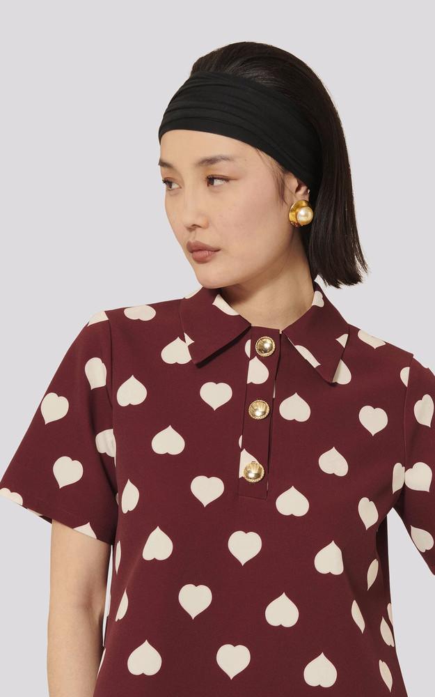 La Canadienne Top Imprimé Coeur Bordeaux