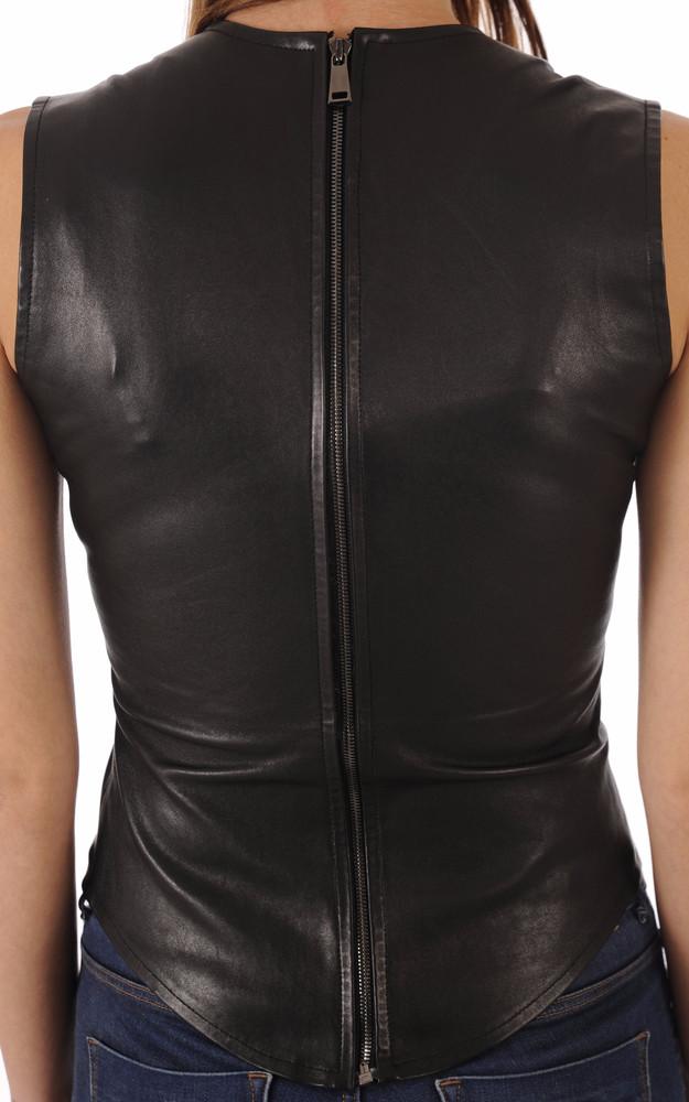 La Canadienne Top Sans Manches Cuir Stretch