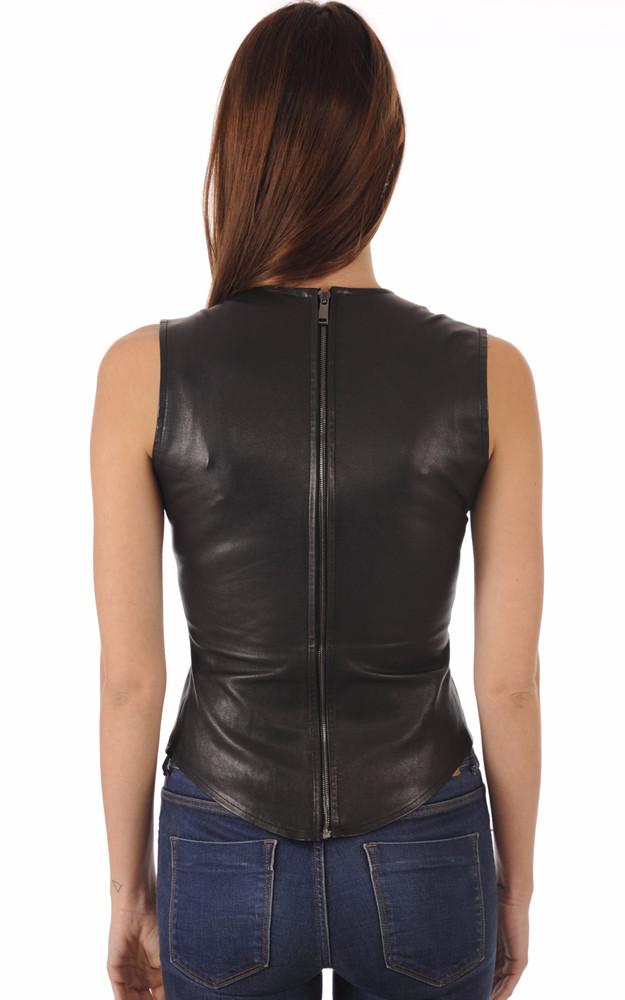 La Canadienne Top Sans Manches Cuir Stretch