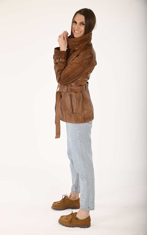 La Canadienne Trench Court Agneau Cognac