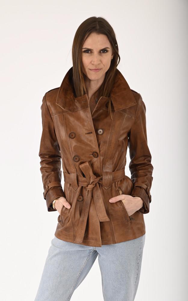 la canadienne Trench court agneau cognac