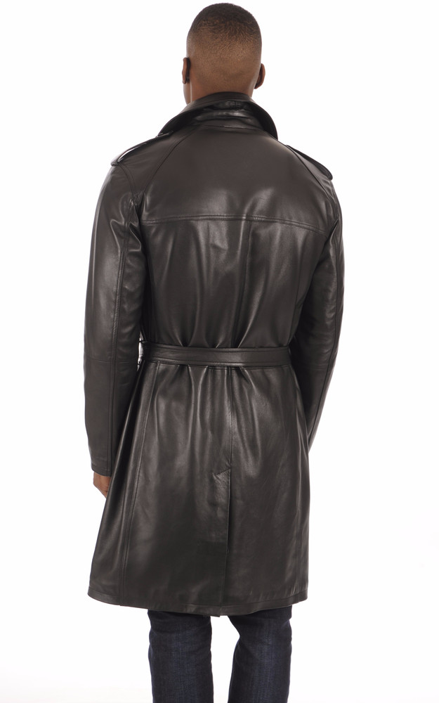 La Canadienne Trench Cuir Agneau Noir Homme