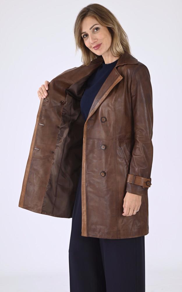 La Canadienne Trench Cuir Cognac