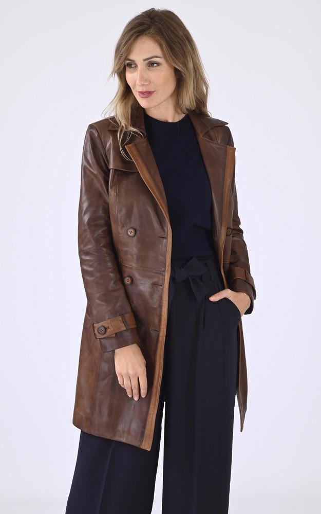 la canadienne Trench cuir cognac