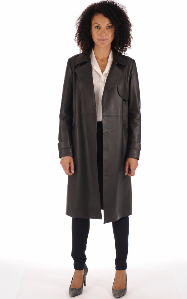 La Canadienne Trench Cuir Noir Femme