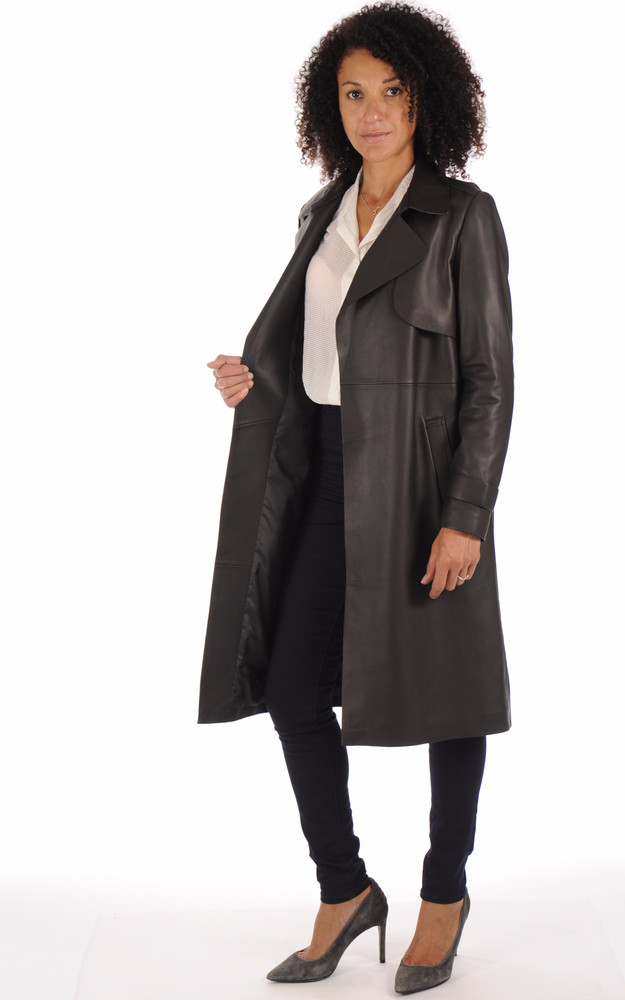 La Canadienne Trench Cuir Noir Femme