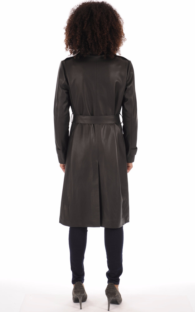 La Canadienne Trench Cuir Noir Femme