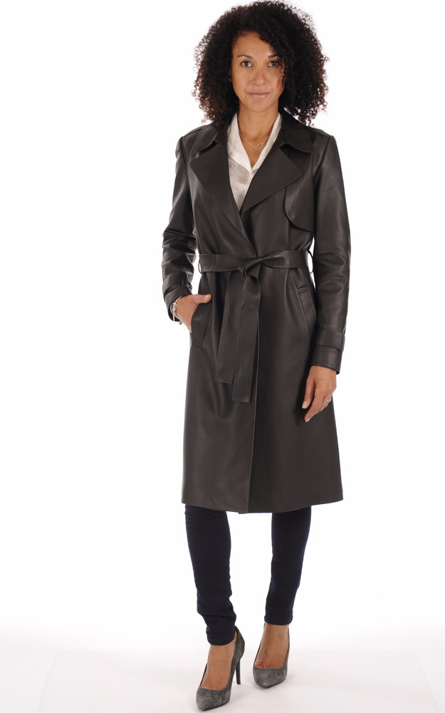 la canadienne Trench Cuir Noir Femme