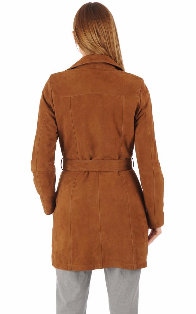 La Canadienne Trench Cuir Velours Cognac