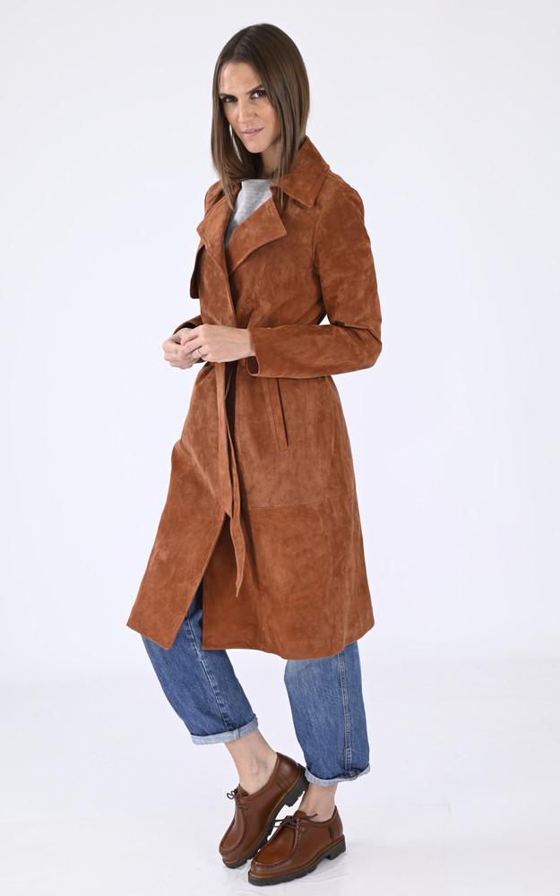 La Canadienne Trench Cuir Velours Marron