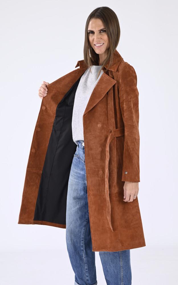 La Canadienne Trench Cuir Velours Marron