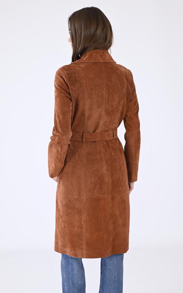 La Canadienne Trench Cuir Velours Marron