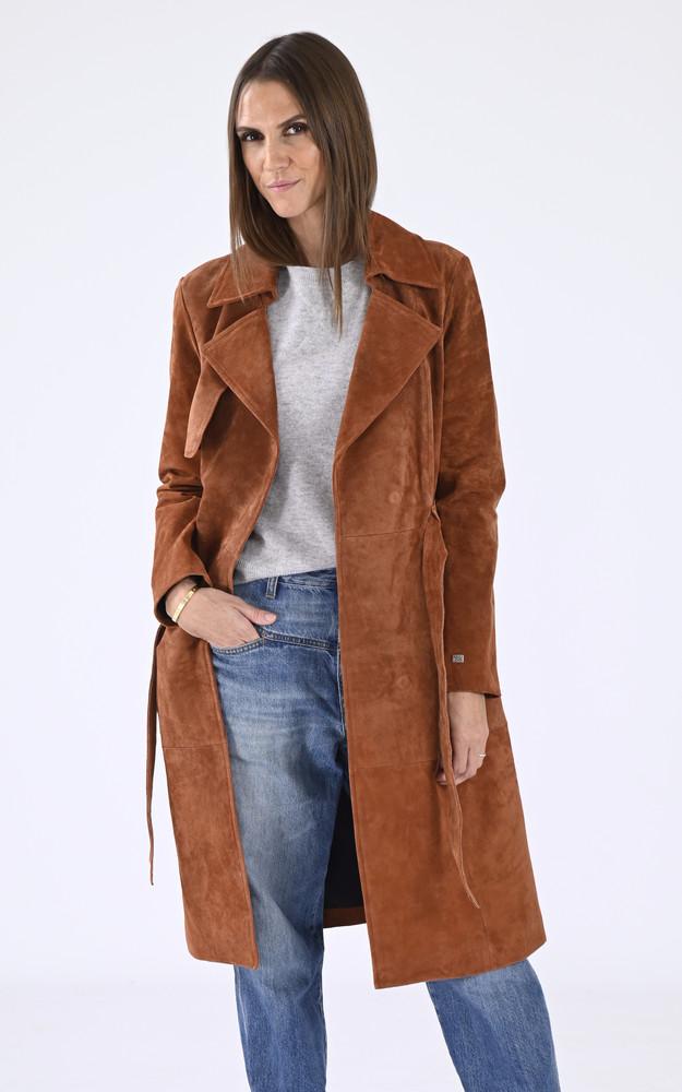 la canadienne Trench cuir velours marron