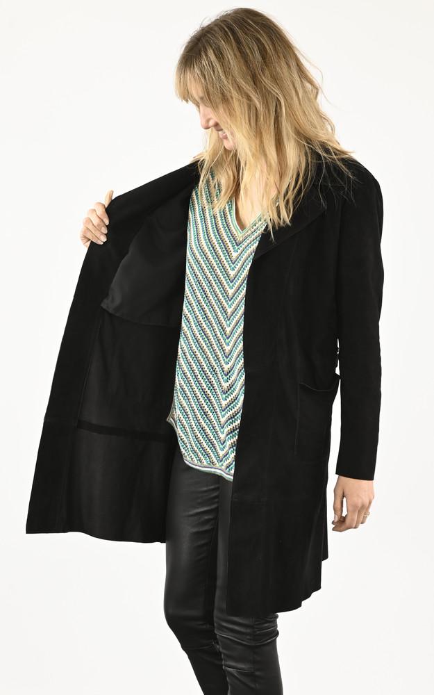 La Canadienne Trench Cuir Velours Noir