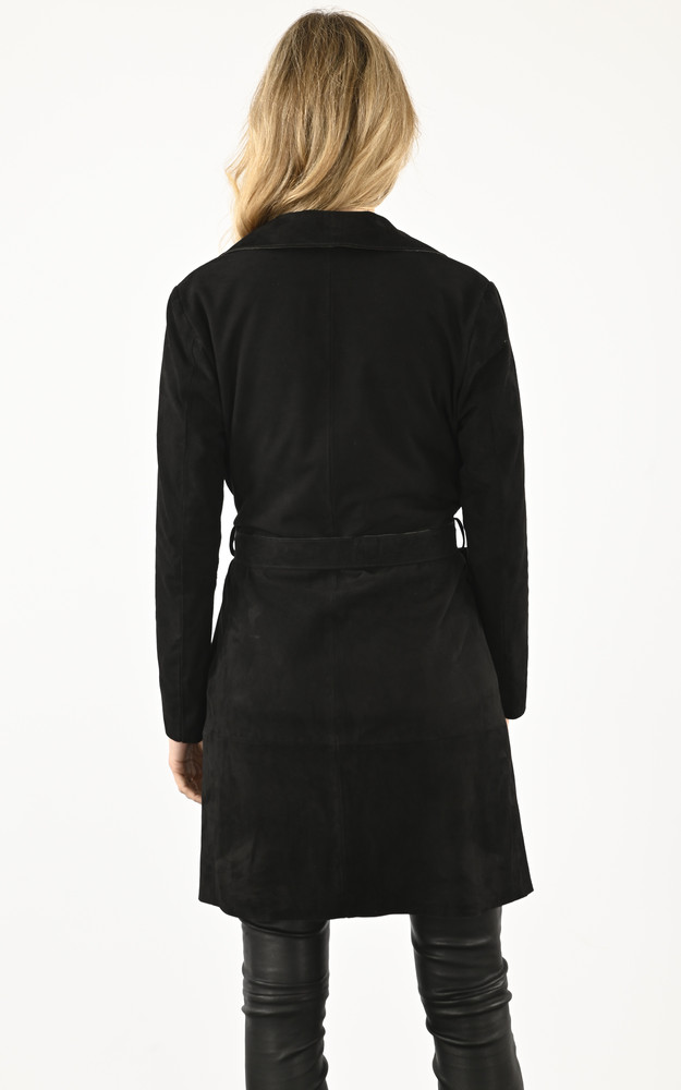 La Canadienne Trench Cuir Velours Noir