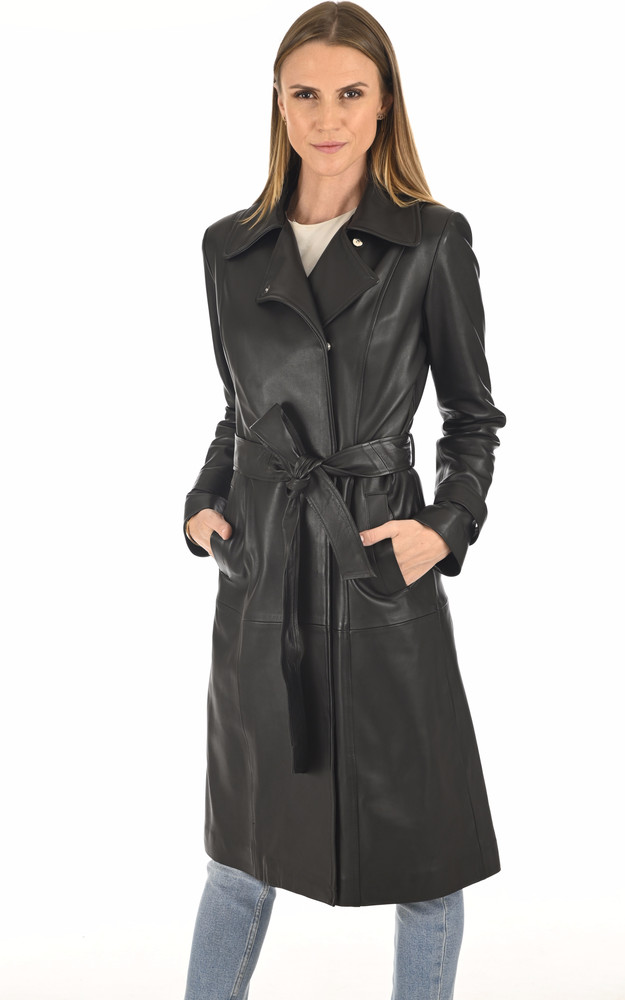 La Canadienne Trench élégant Cuir Noir