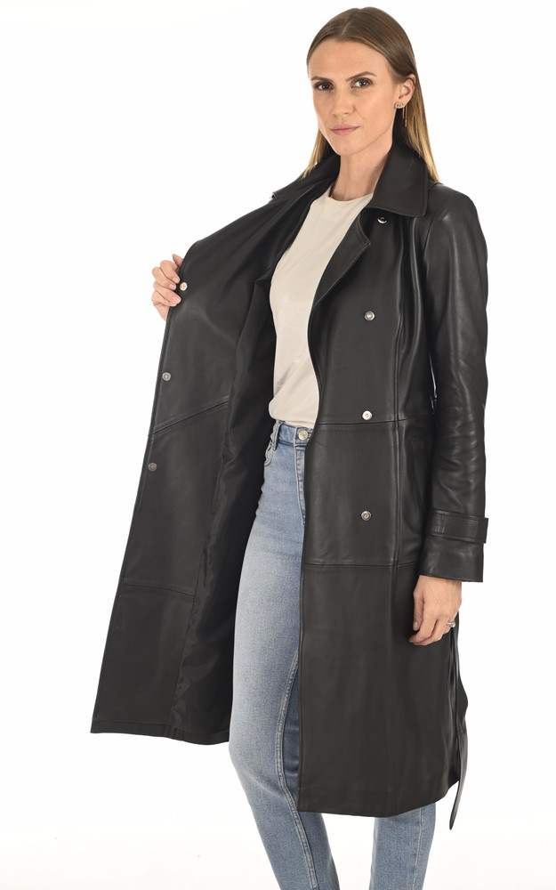 La Canadienne Trench élégant Cuir Noir