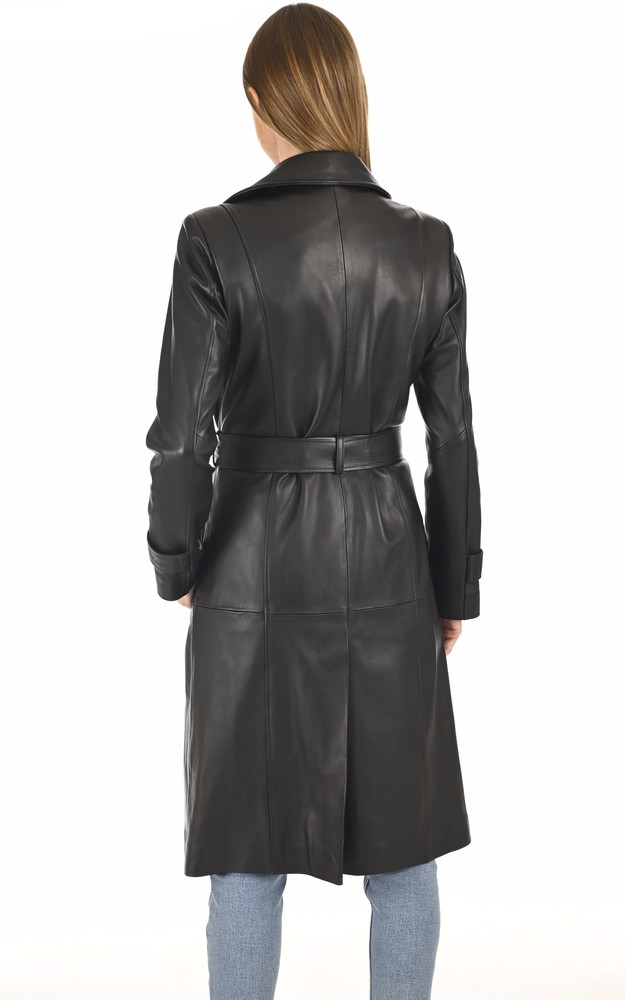 La Canadienne Trench élégant Cuir Noir