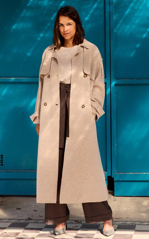 la canadienne Trench long cachemire beige
