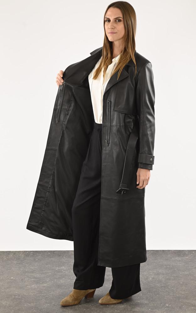 La Canadienne Trench Long Cuir Noir