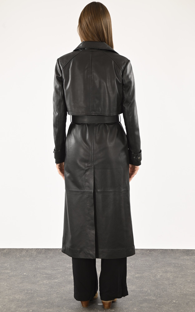 La Canadienne Trench Long Cuir Noir