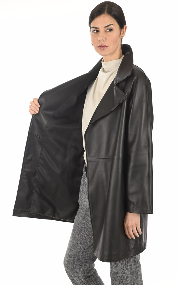 La Canadienne Trench Mi-long Agneau Noir