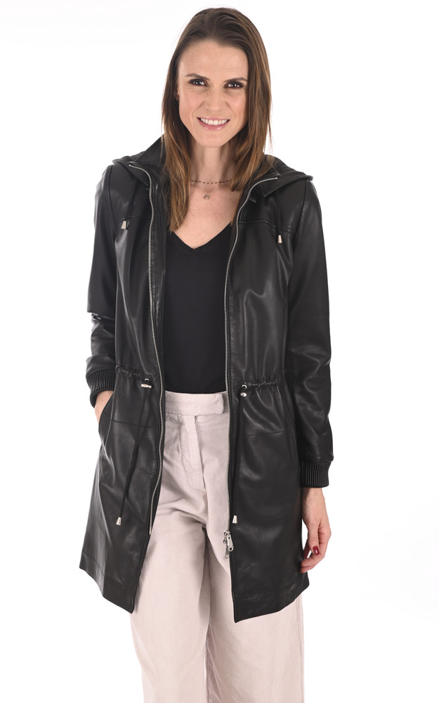 La Canadienne Veste 3/4 Capuche Cuir Agneau
