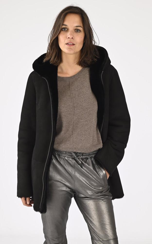 La Canadienne Veste Agneau Velours Noire