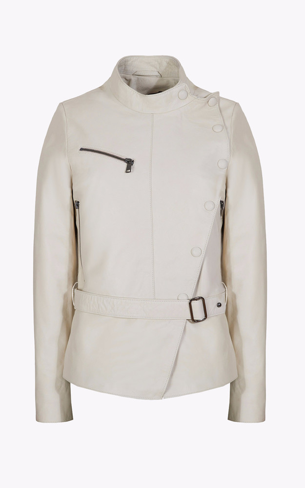 La Canadienne Veste Asymétrique Cuir Naya Blanc