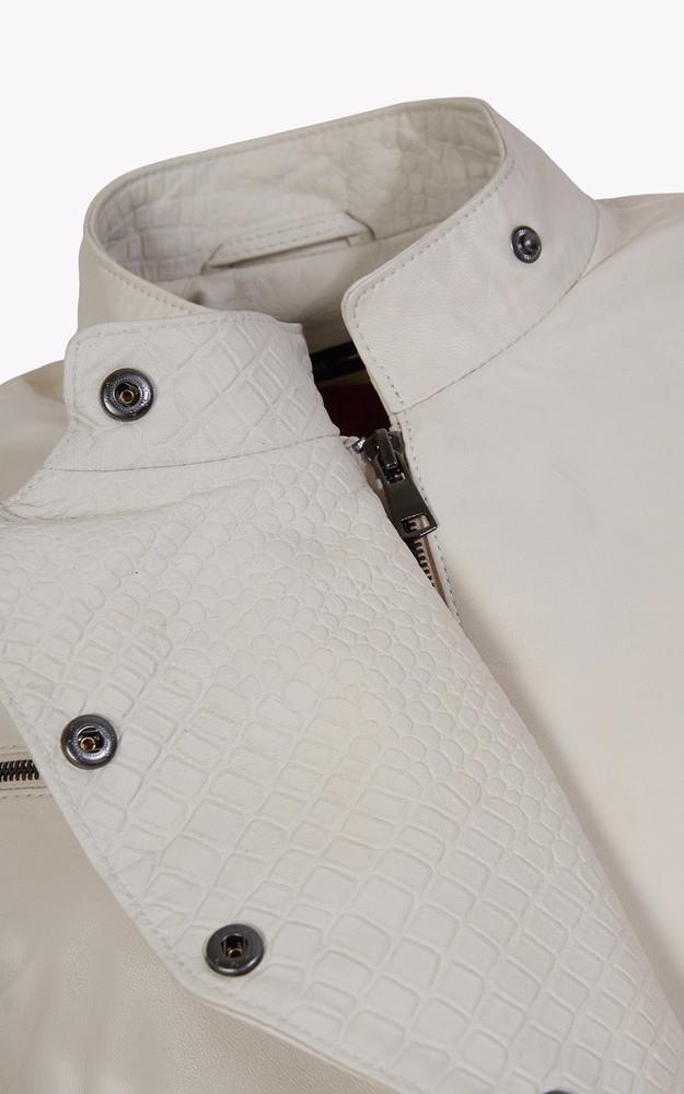 La Canadienne Veste Asymétrique Cuir Naya Blanc