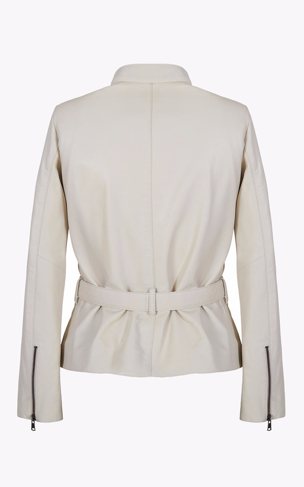 La Canadienne Veste Asymétrique Cuir Naya Blanc