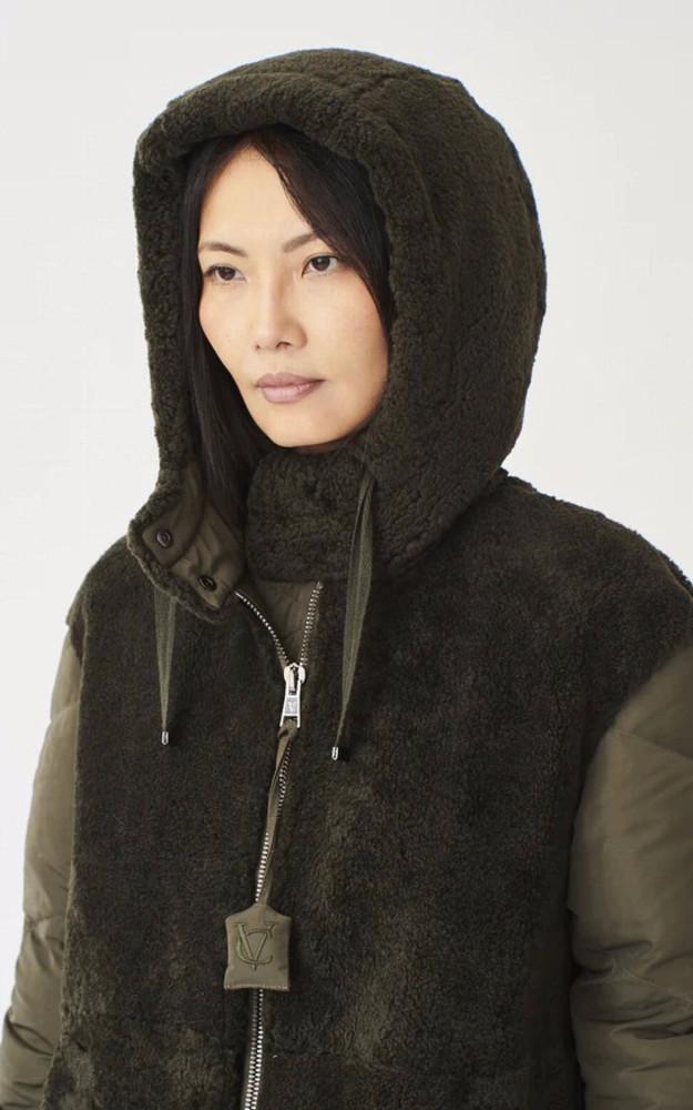 La Canadienne Veste Bi-matière Laine Kaki