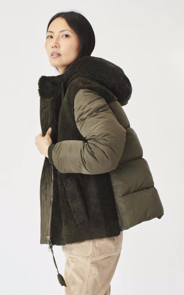 la canadienne Veste bi-matière laine kaki