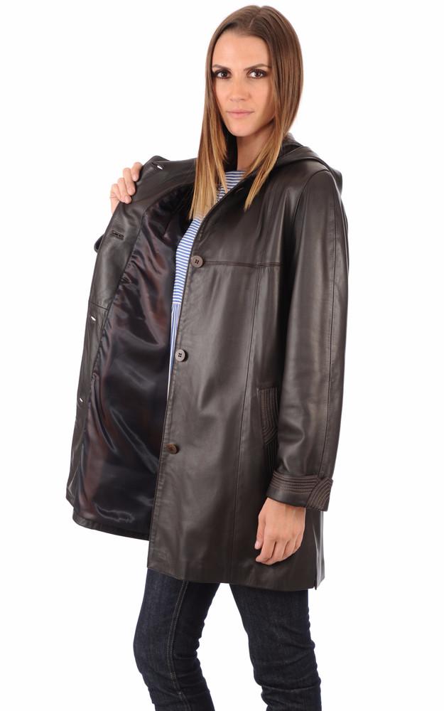 La Canadienne Veste Capuche Confort Cuir Marron