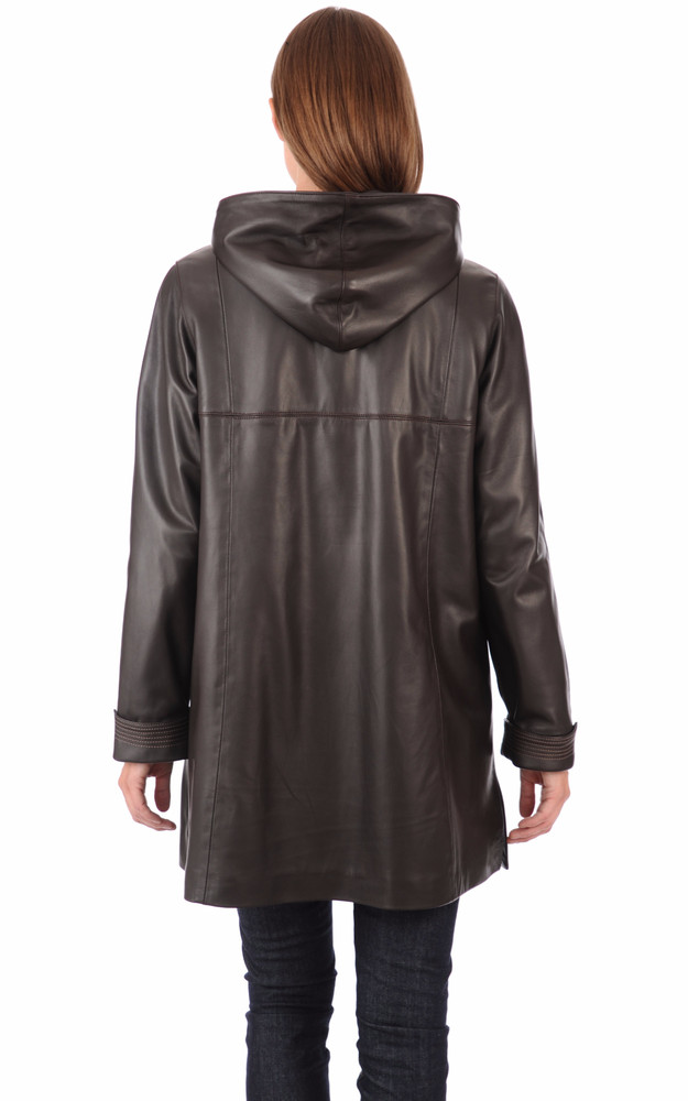La Canadienne Veste Capuche Confort Cuir Marron