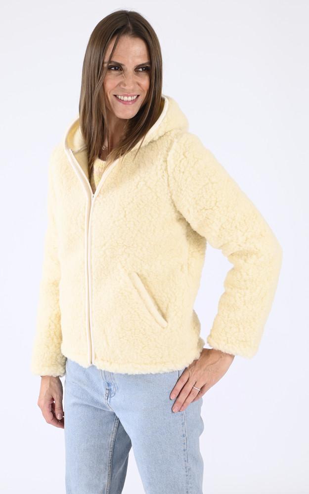 La Canadienne Veste Capuche Laine Agneau Blanche