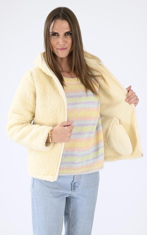 La Canadienne Veste Capuche Laine Agneau Blanche