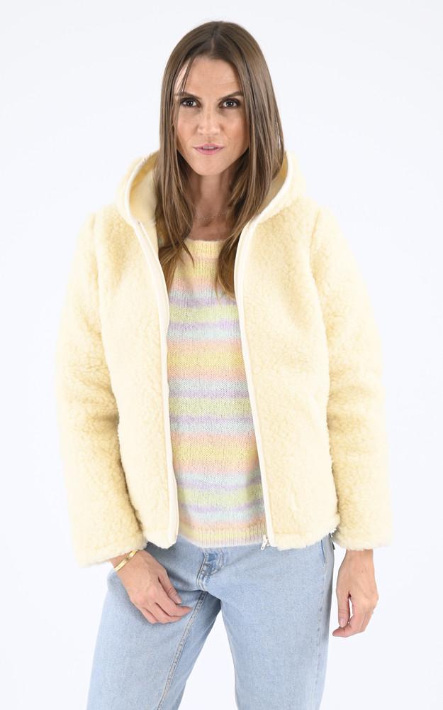 la canadienne Veste capuche laine agneau blanche