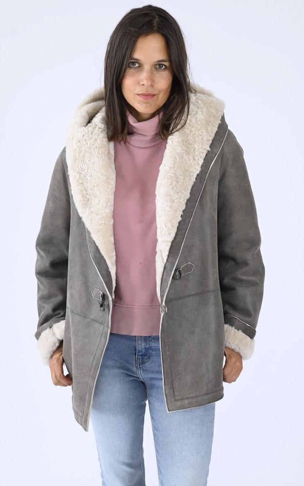 La Canadienne Veste Capuche Peau Lainée Marron