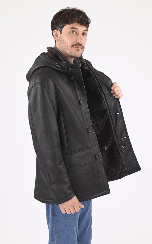 La Canadienne Veste Capuche Peau Lainée Noir