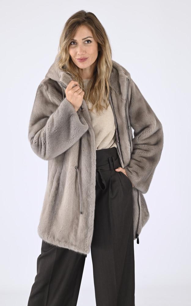 la canadienne Veste capuche vison silverblue