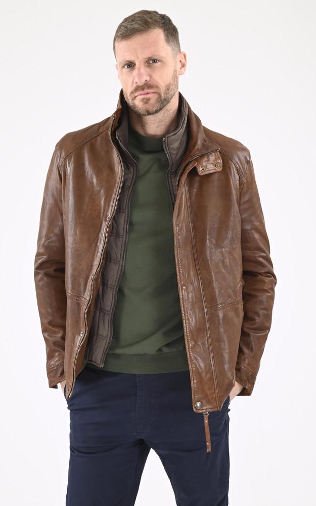 la canadienne Veste chaude cuir Cerro cognac