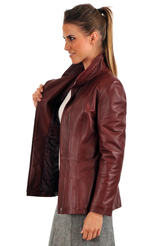 La Canadienne Veste Cintrée Cuir Rouge