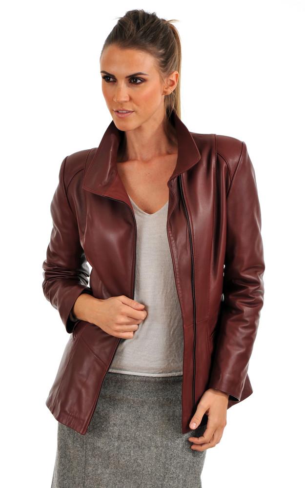 la canadienne Veste cintrée cuir rouge