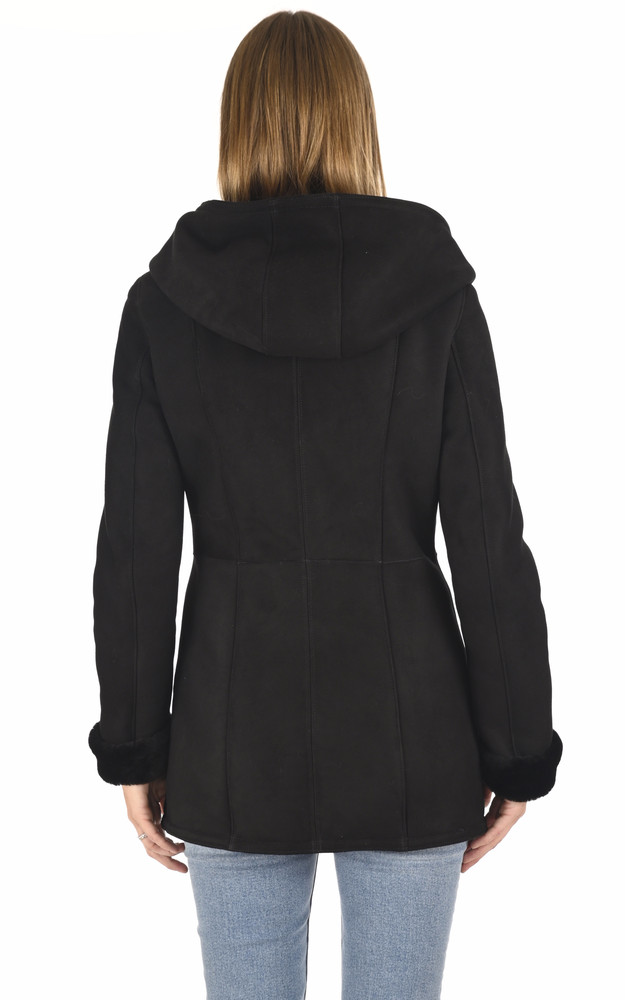 La Canadienne Veste Cintrée Peau Lainée Noire