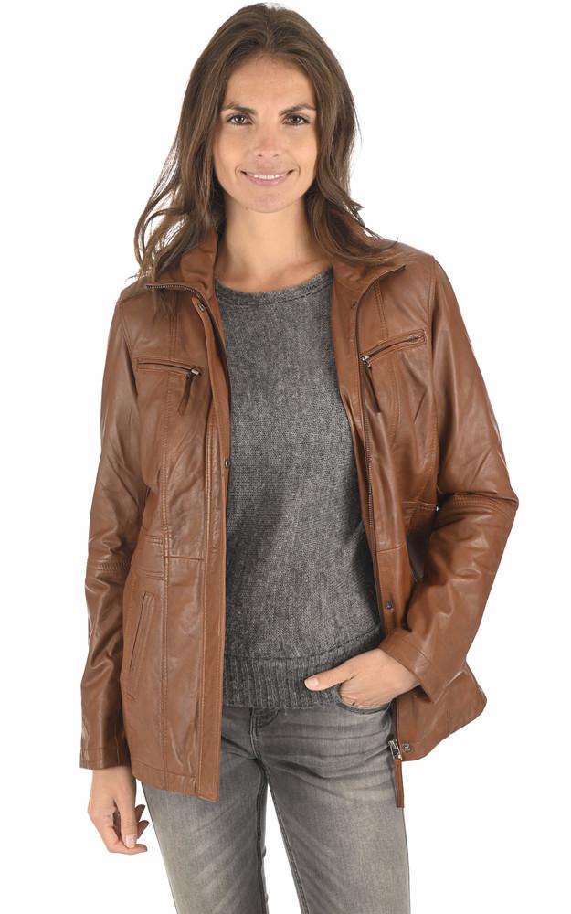 la canadienne Veste confort cuir cognac