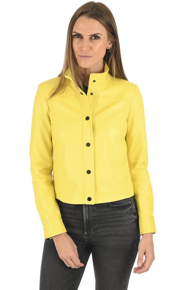 La Canadienne Veste Courte Cuir Jaune