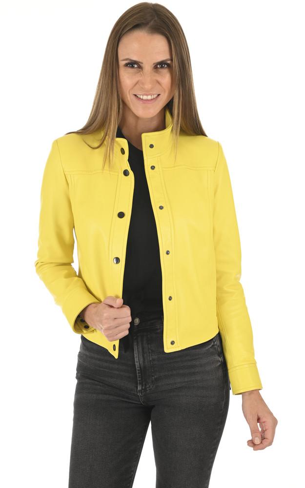 la canadienne Veste courte cuir jaune